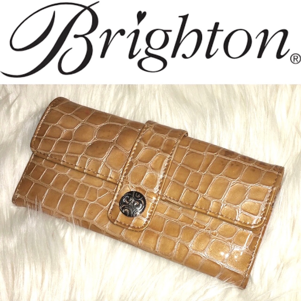 BRIGHTON honey gold croc clutch wallet